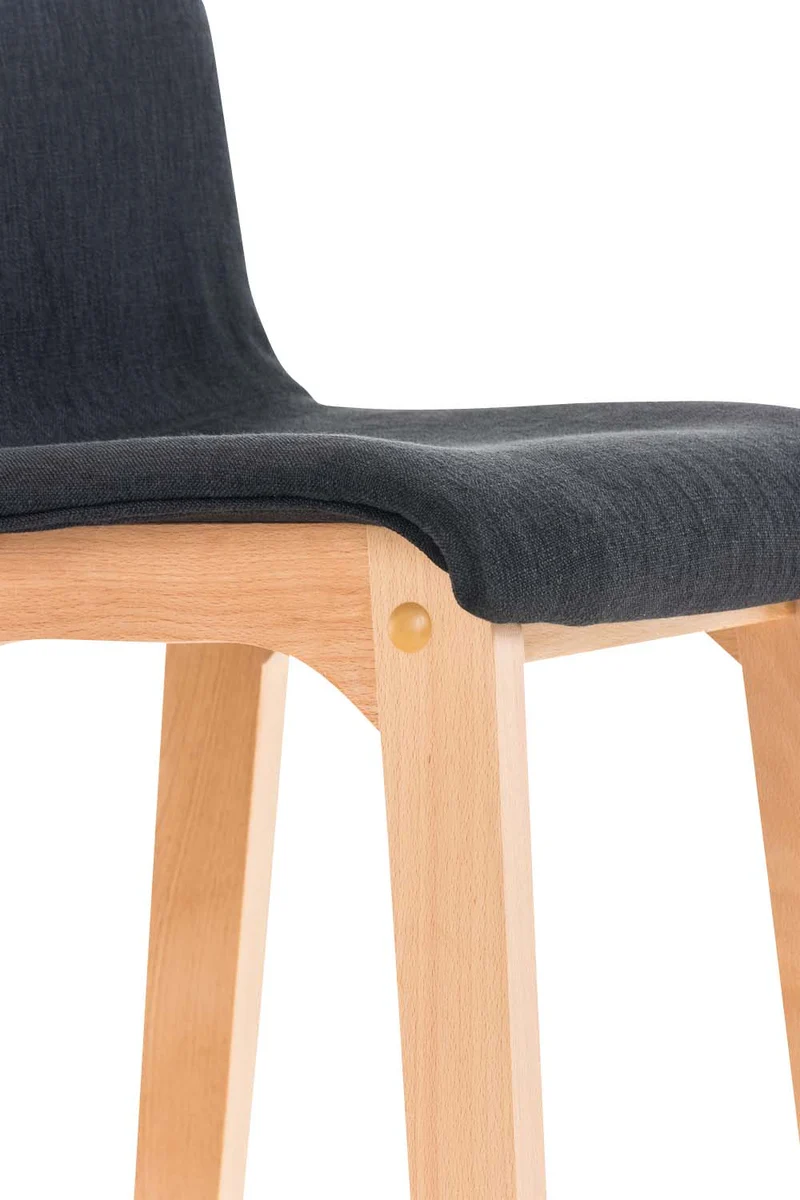 Lot de 2 tabourets de bar design avec structure de 4 pieds en bois et assise en tissu noir 10_0004214