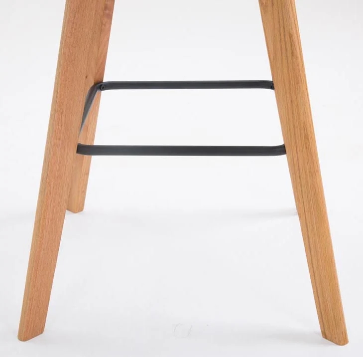 Lot de 2 tabourets de bar style scandinave avec dossier en similicuir noir et structure en bois naturel 10_0006632