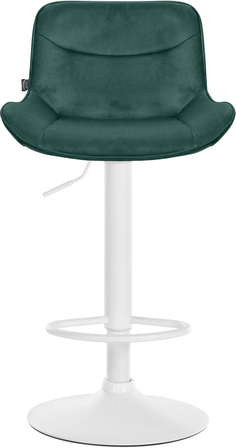 Lot de 2 tabourets de bar pivotant forme ergonomique surpiqûres décoratives en velours vert cadre en métal blanc 10_0006600