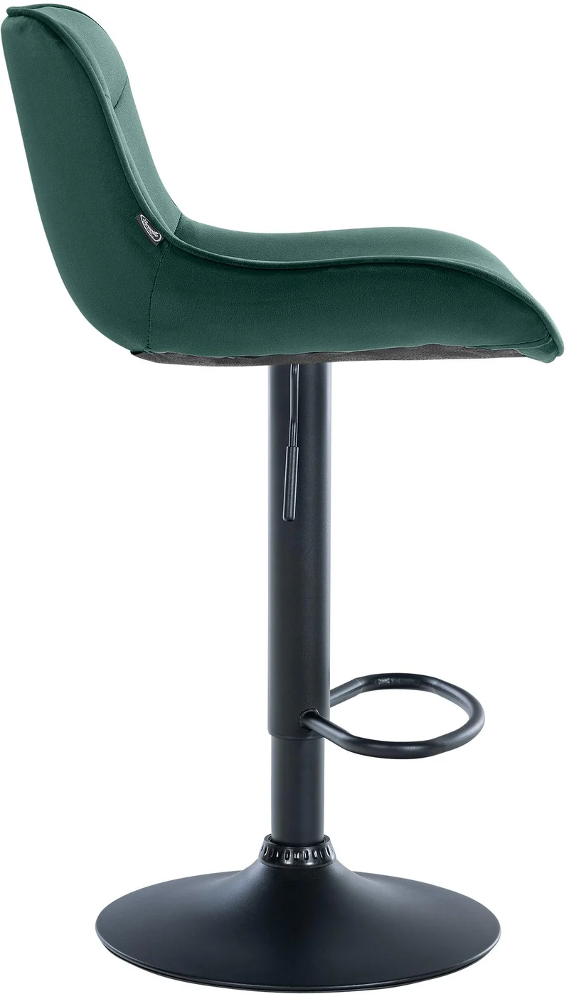 Tabouret de bar x1 pivotant forme ergonomique surpiqûres décoratives en velours vert cadre en métal noir 10_0006228