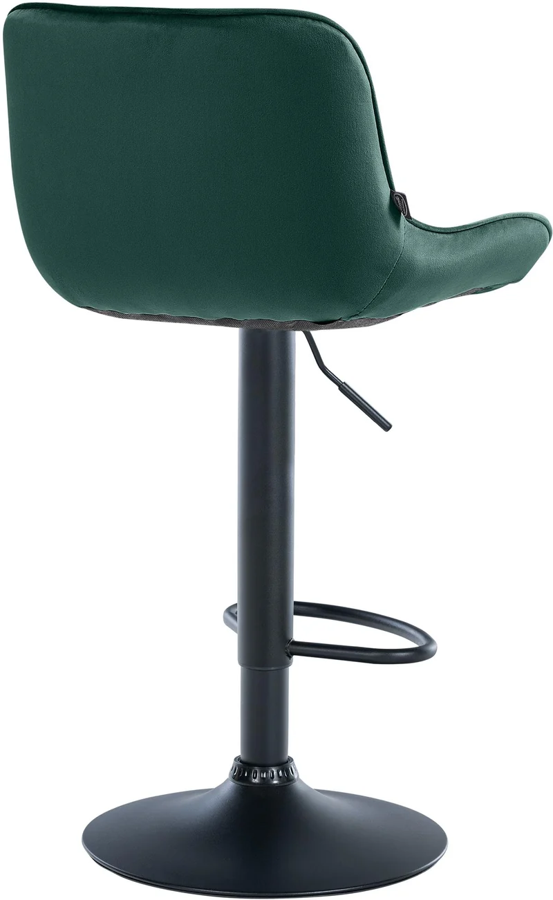 Tabouret de bar x1 pivotant forme ergonomique surpiqûres décoratives en velours vert cadre en métal noir 10_0006228