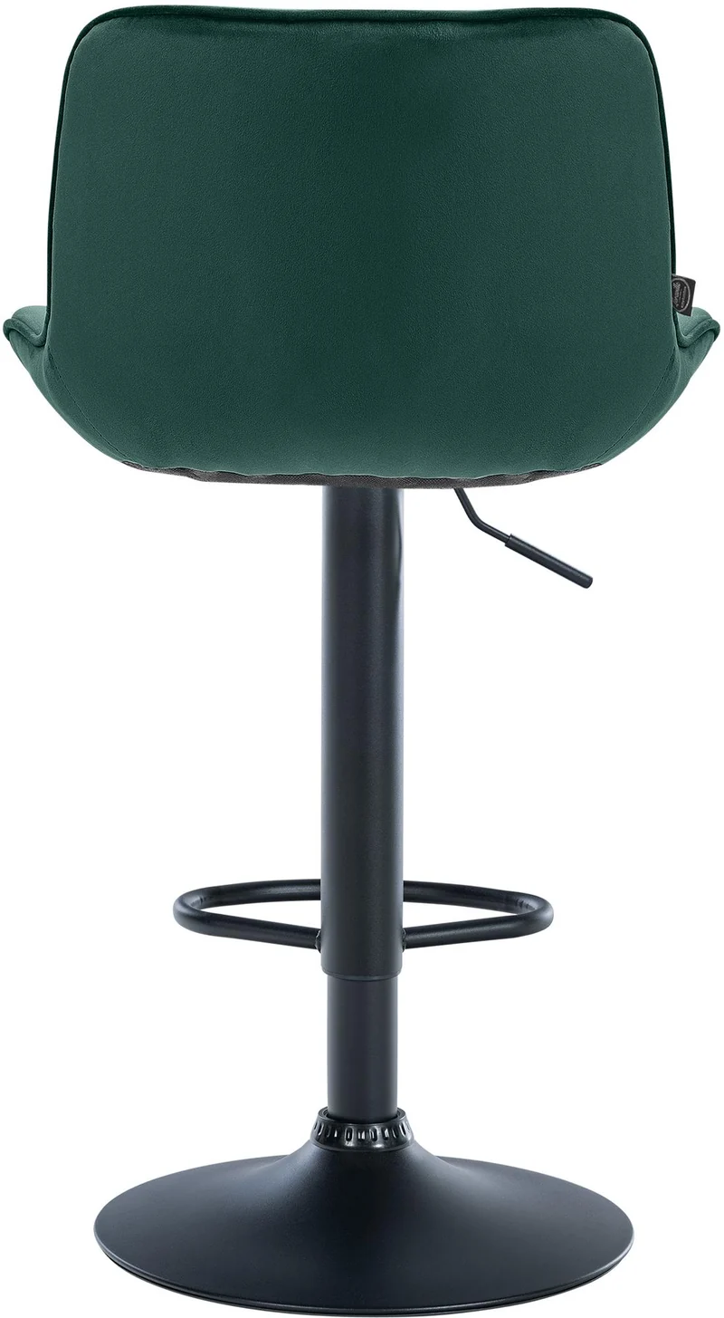 Tabouret de bar x1 pivotant forme ergonomique surpiqûres décoratives en velours vert cadre en métal noir 10_0006228