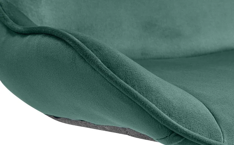Tabouret de bar x1 pivotant forme ergonomique surpiqûres décoratives en velours vert cadre en métal noir 10_0006228