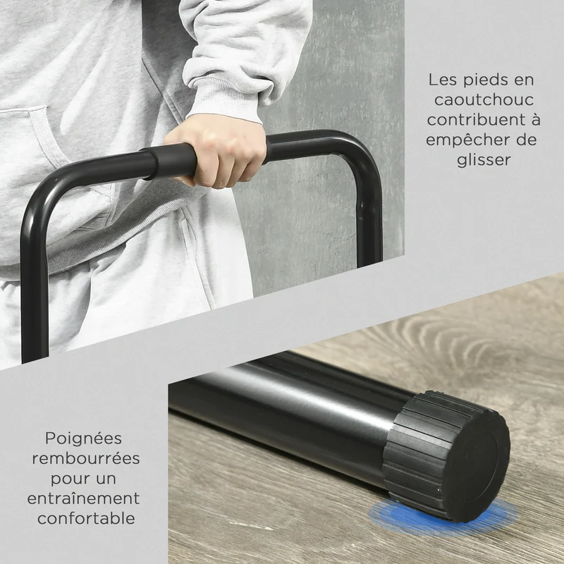 Station de musculation dips pour salon 90 x 65 x 80 cm hauteur réglable 6 positions antidérapante moderne en acier noir 21_0006815