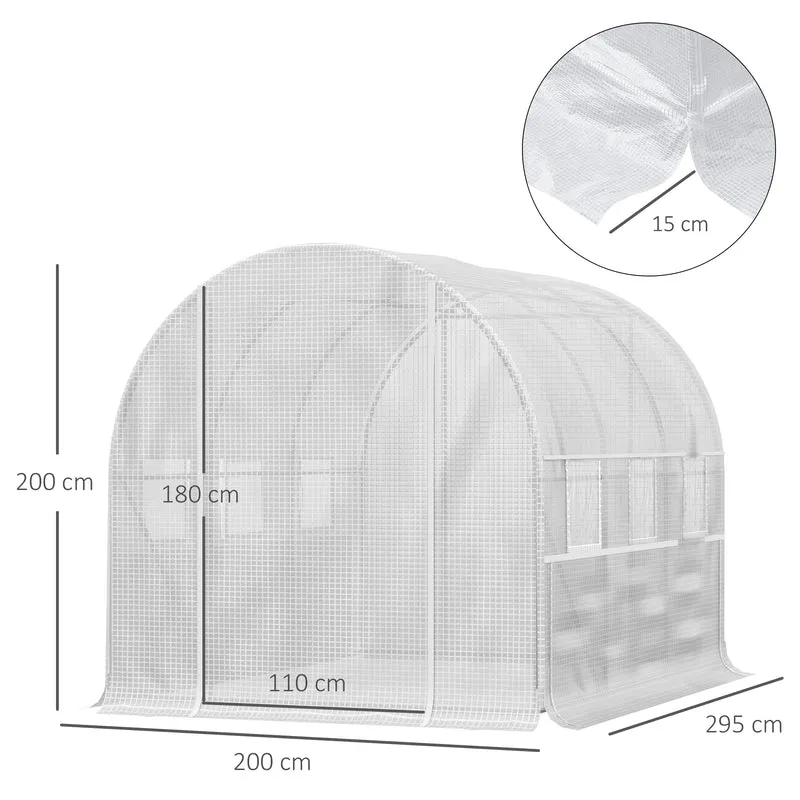 Serre tunnel de jardin 295 x 200 x 200 cm ventilation optimisée protection intempéries contemporain épuré en pe blanc 21_0004240