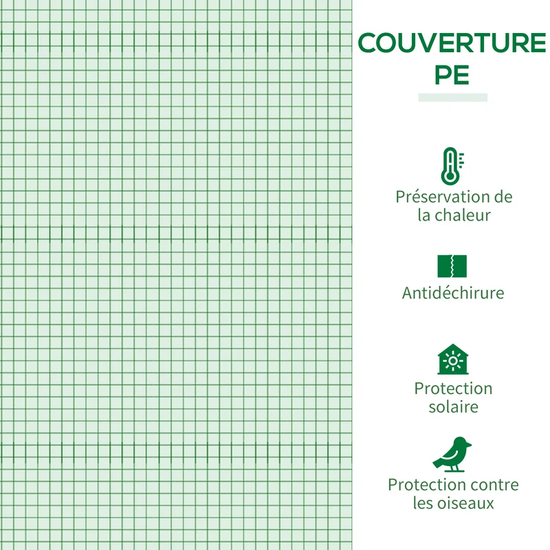 Serre de jardin 200 x 77 x 169 cm protection anti-UV moustiquaires renforts montage facile épuré en polyéthylène vert 21_0004070