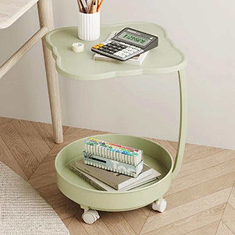 Contemporary Nordic Clover Eco-Friendly HDPE Movable End Table 2-Tier For Living Room & Bedroom