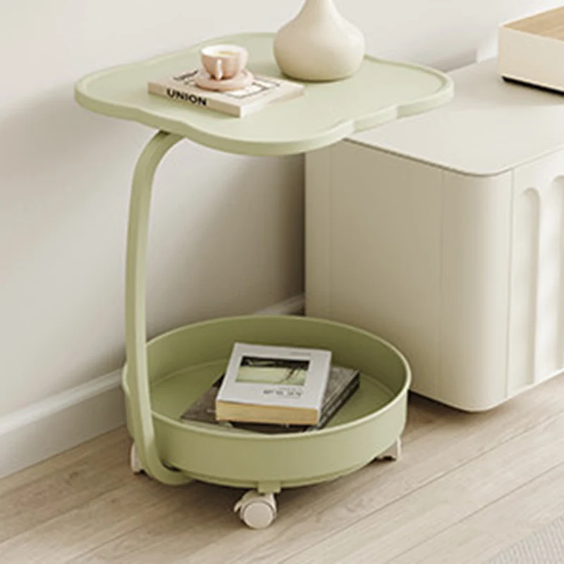 Contemporary Nordic Clover Eco-Friendly HDPE Movable End Table 2-Tier For Living Room & Bedroom