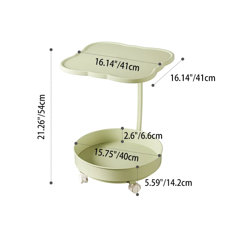 Contemporary Nordic Clover Eco-Friendly HDPE Movable End Table 2-Tier For Living Room & Bedroom