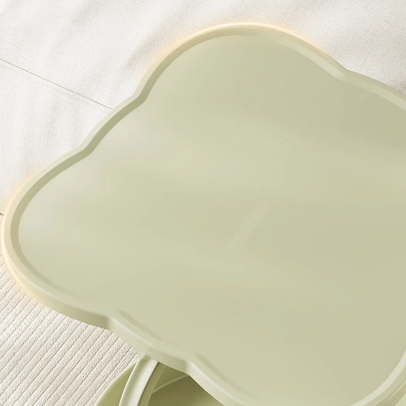 Contemporary Nordic Clover Eco-Friendly HDPE Movable End Table 2-Tier For Living Room & Bedroom
