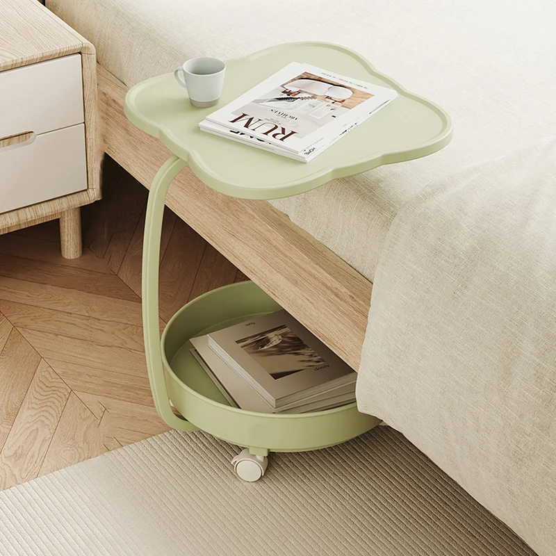 Contemporary Nordic Clover Eco-Friendly HDPE Movable End Table 2-Tier For Living Room & Bedroom