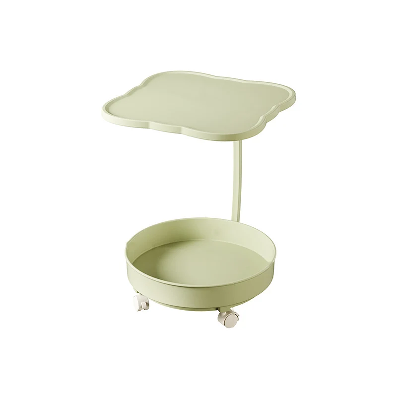 Contemporary Nordic Clover Eco-Friendly HDPE Movable End Table 2-Tier For Living Room & Bedroom
