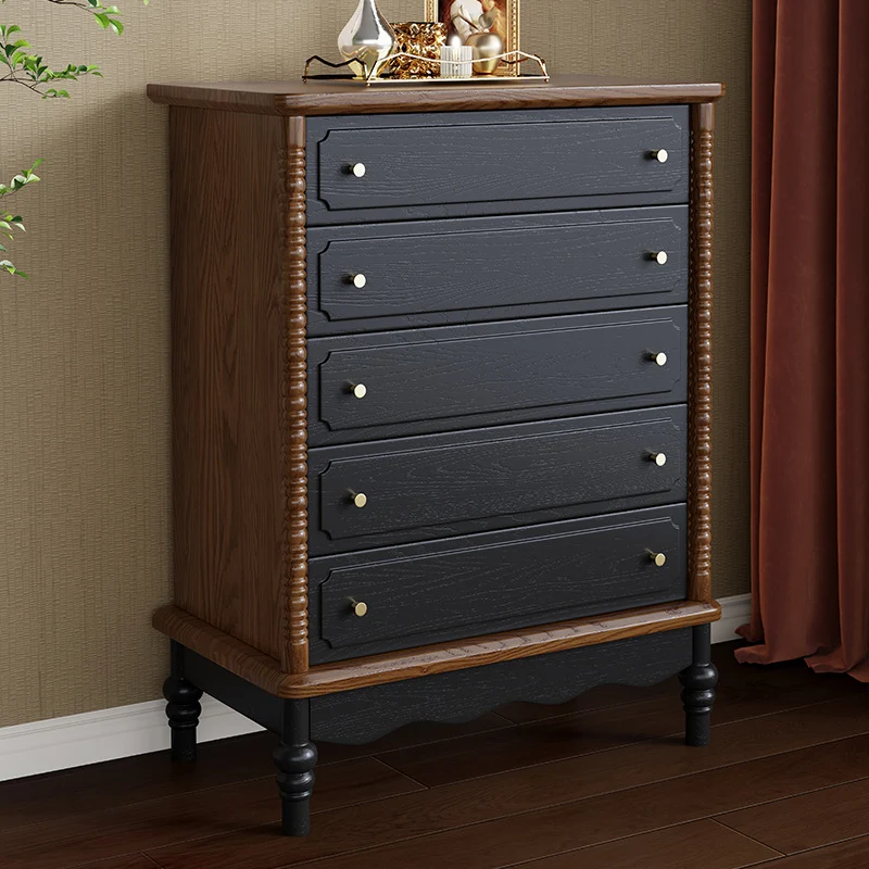 Traditional French Cherry Wood Roman Column Rectangular Storage Cabinet 5/6/8 Drawers For Living Room