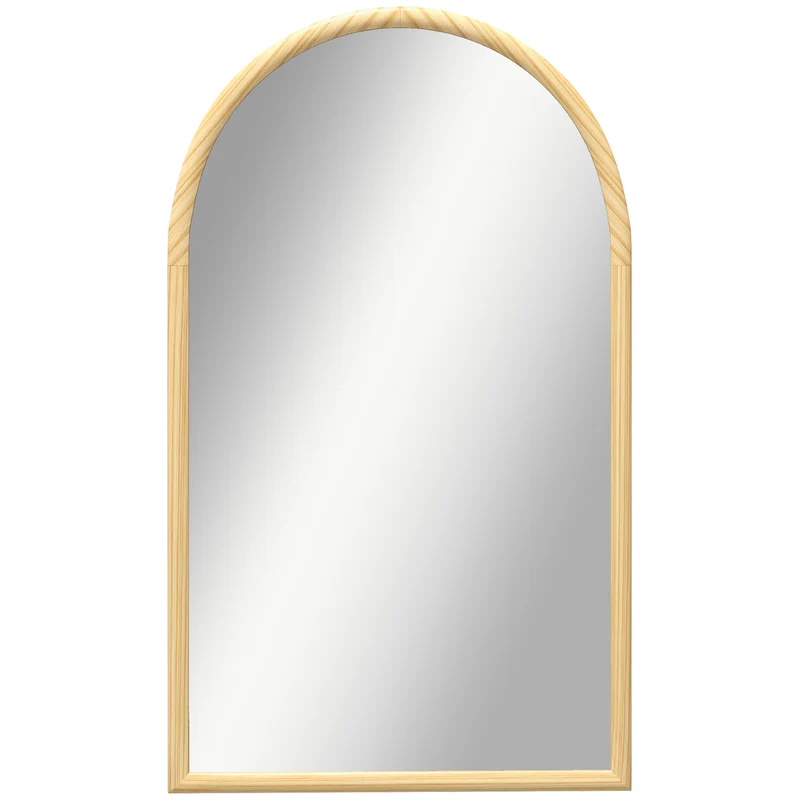 Miroir mural arche cadre bois massif 110 x 65 cm installation facile sécurité anti éclats scandinave en bois naturel 21_0001371