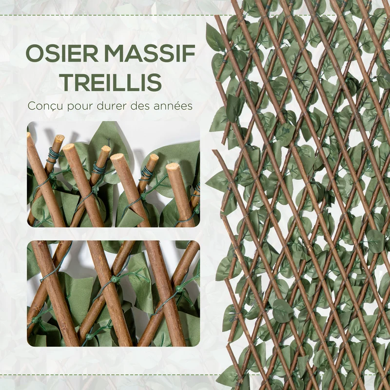 Lot de 4 panneaux brise-vue lierre 200 x 100 cm occultant résistant intempéries contemporain terrasse en polyester vert 21_0003961