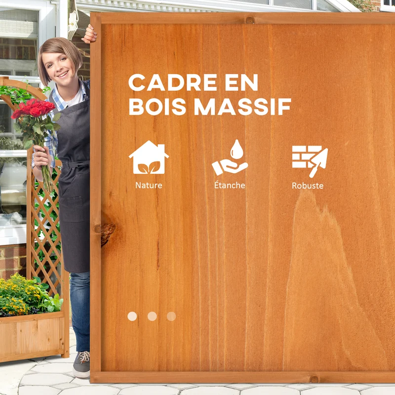 Jardinière rectangulaire sur pied avec treillis arche 83 x 36 x 152 cm pour plantes grimpantes rustique en bois marron 21_0004284