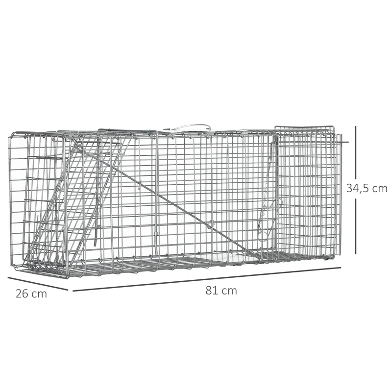 Cage piège de capture pliante pour rats et souris 81 x 26 x 34,5 cm sans blessure repliable industriel en acier gris 21_0006962