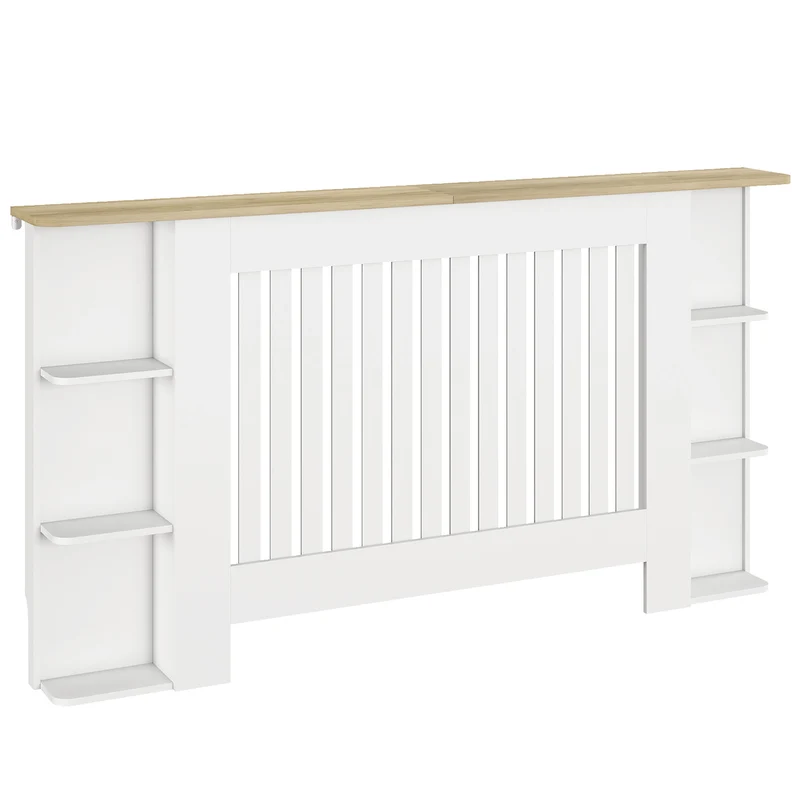 Cache-radiateur pour salon 152 x 19 x 83 cm avec étagères latérales et plateau compact stable design épuré en MDF blanc 21_0001155