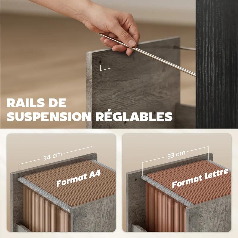 Bureau d'ordinateur 120 x 50 x 76 cm rangement tiroirs plateau coulissant pour clavier moderne épuré en bois gris clair 21_0002565