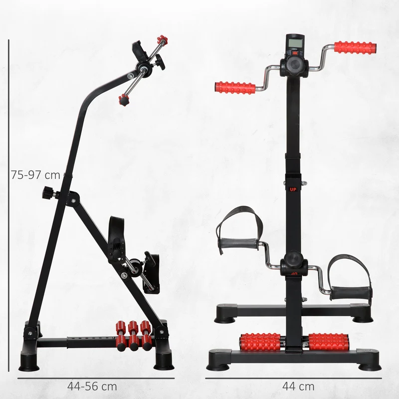 Vélo d'entraînement rééducatif 56 x 44-56 x 75-97 cm réglable pour chaise pédales massantes moderne épuré en acier noir 21_0006710