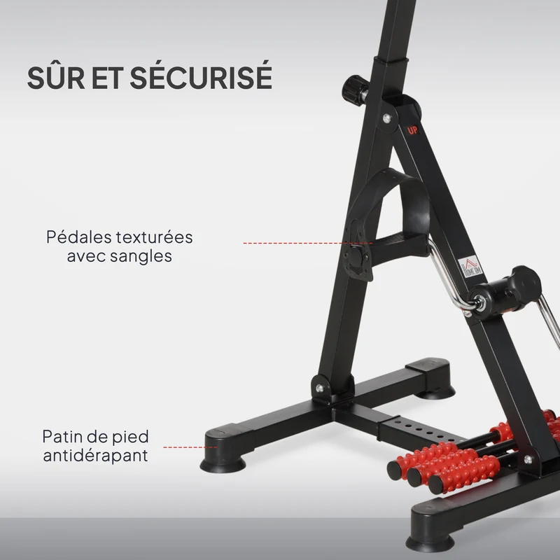 Vélo d'entraînement rééducatif 56 x 44-56 x 75-97 cm réglable pour chaise pédales massantes moderne épuré en acier noir 21_0006710