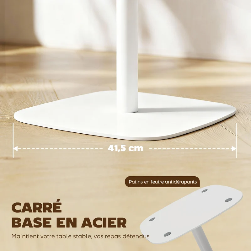 Table à manger carrée pour 2 personnes 60 x 60 x 75 cm gain de place nettoyable style contemporain épuré en bois naturel 21_0003356
