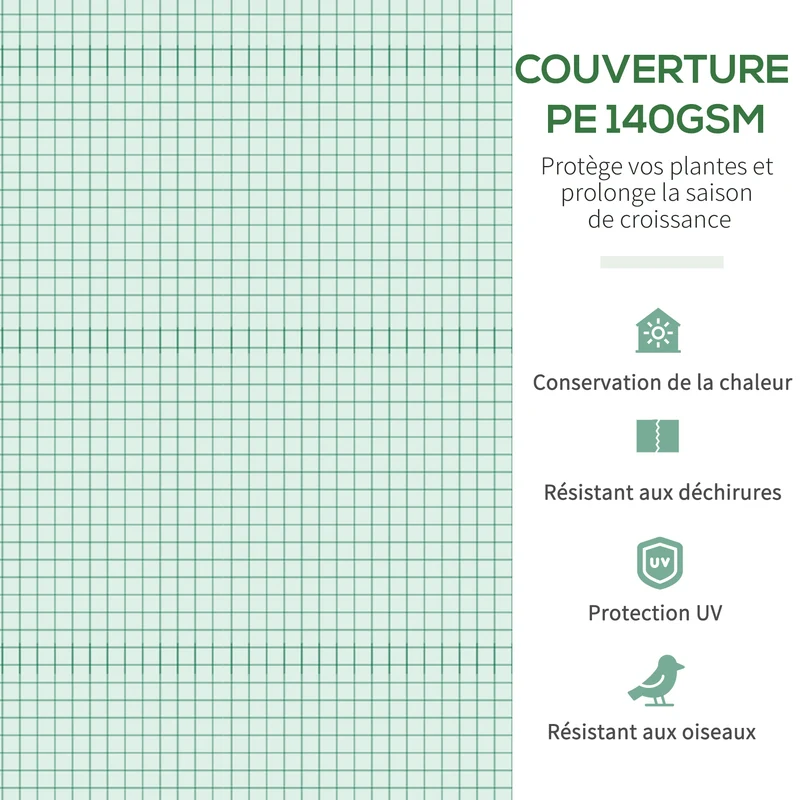 Serre tunnel de jardin 347 x 300 x 200 cm anti uv ventilation réglable porte zippée contemporain en polyéthylène vert 21_0004276