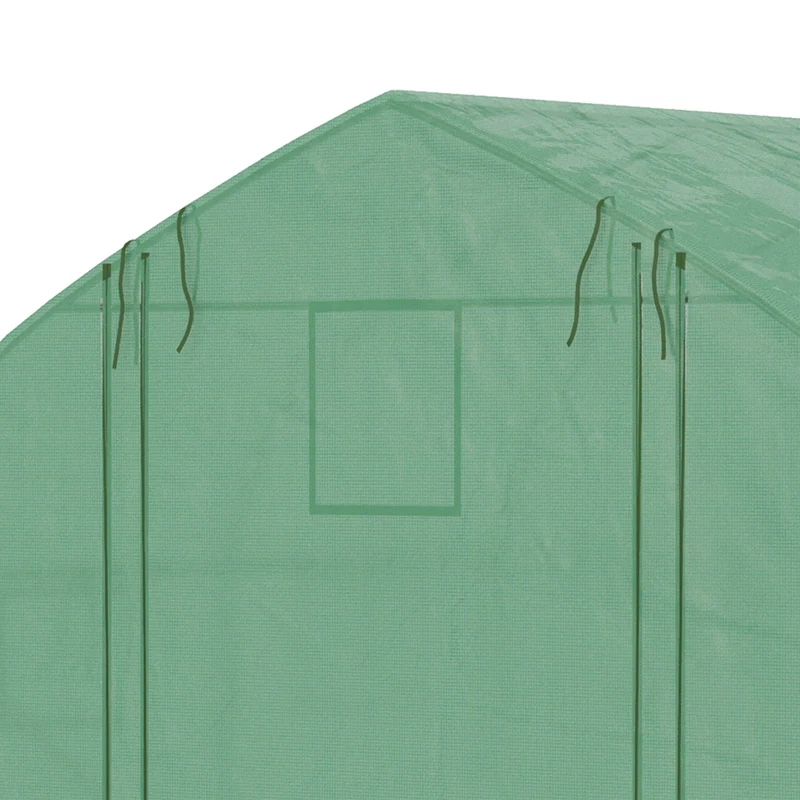 Serre tunnel de jardin 347 x 300 x 200 cm anti uv ventilation réglable porte zippée contemporain en polyéthylène vert 21_0004276