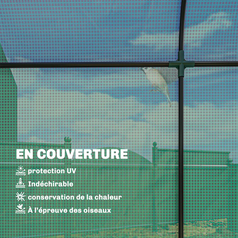 Serre de jardin balcon 170 x 68 x 200 cm ventilation optimisée stabilité renforcée contemporain épuré en acier vert 21_0005601