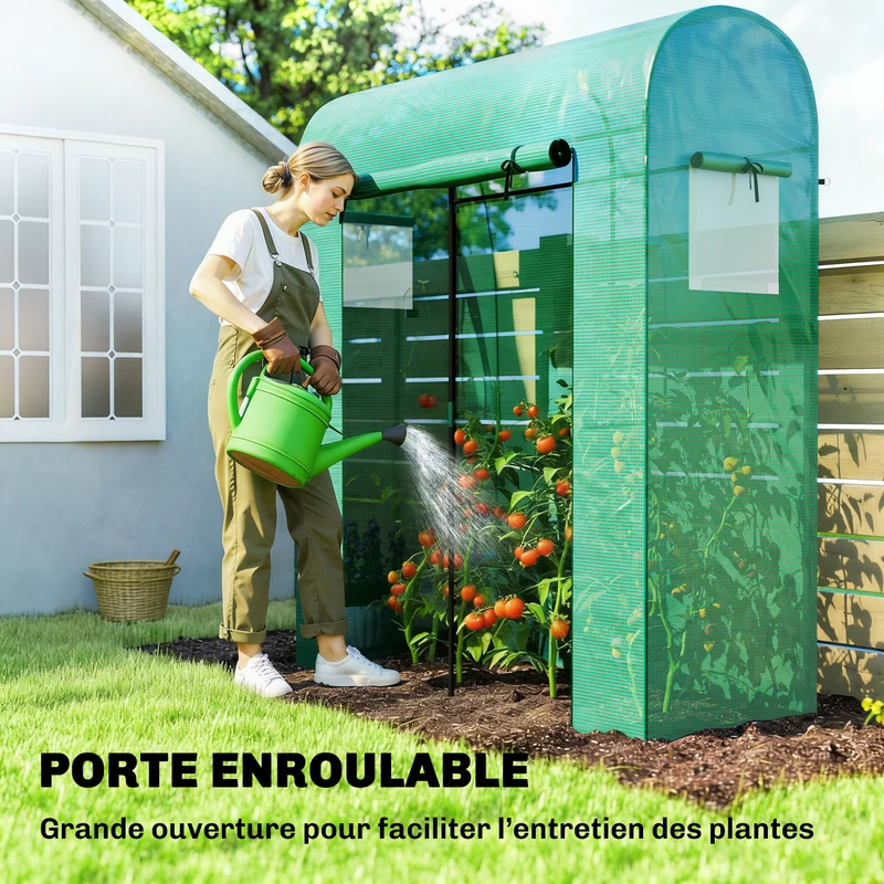 Serre de jardin balcon 170 x 68 x 200 cm ventilation optimisée stabilité renforcée contemporain épuré en acier vert 21_0005601
