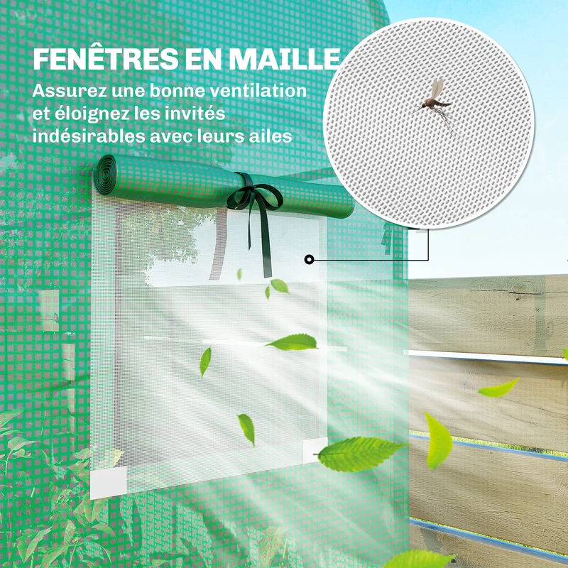 Serre de jardin balcon 170 x 68 x 200 cm ventilation optimisée stabilité renforcée contemporain épuré en acier vert 21_0005601