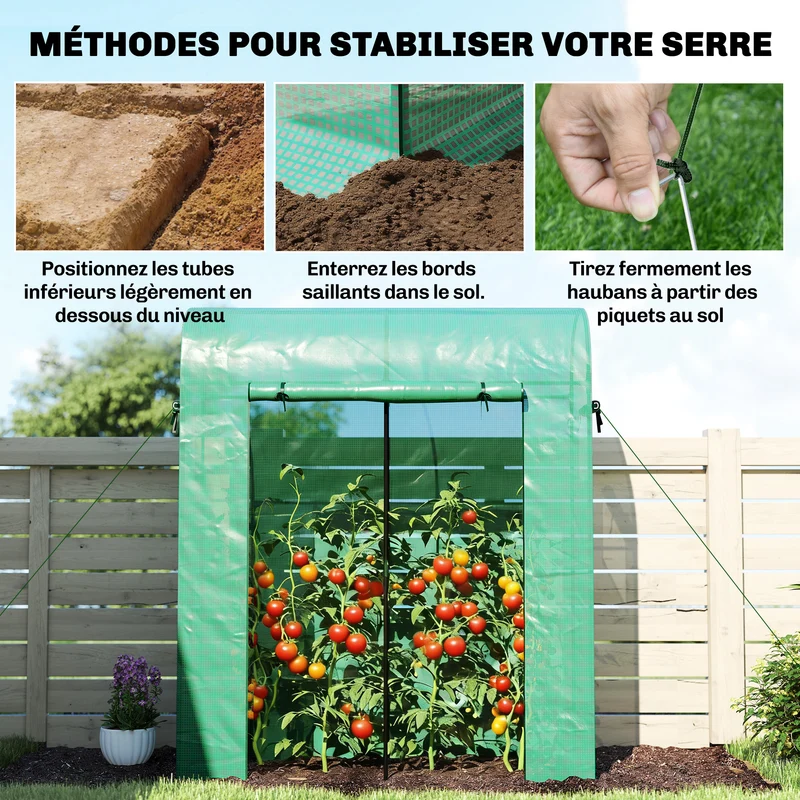 Serre de jardin balcon 170 x 68 x 200 cm ventilation optimisée stabilité renforcée contemporain épuré en acier vert 21_0005601