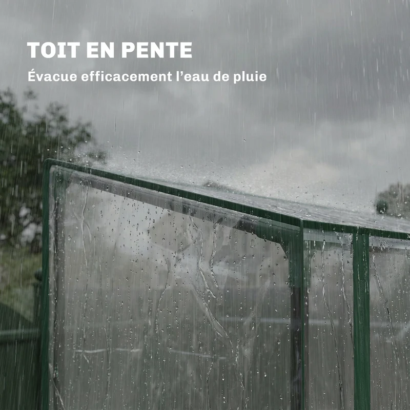 Serre de jardin 143 x 45 x 151 cm 3 étagères 2 portes jardin terrasse moderne épuré finition mate en PVC transparent 21_0005640