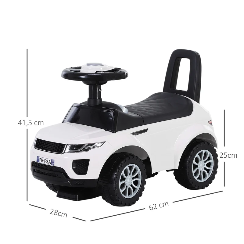 Porteur voiture pour enfant 62 x 28 x 41,5 cm stabilité et coffre rangement apprentissage équilibre design en PP blanc 21_0000449