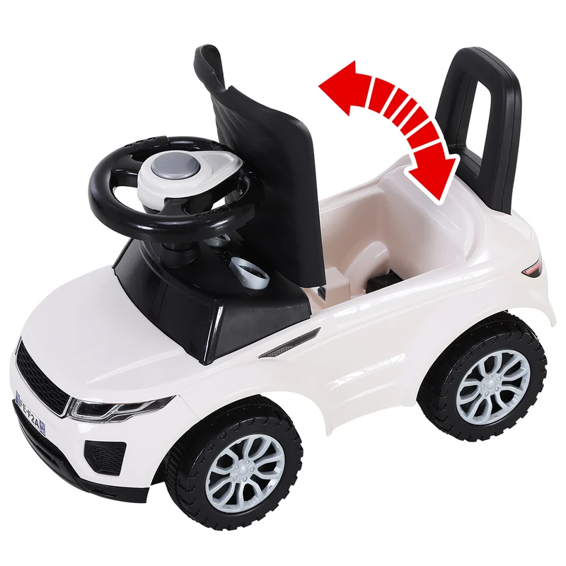 Porteur voiture pour enfant 62 x 28 x 41,5 cm stabilité et coffre rangement apprentissage équilibre design en PP blanc 21_0000449