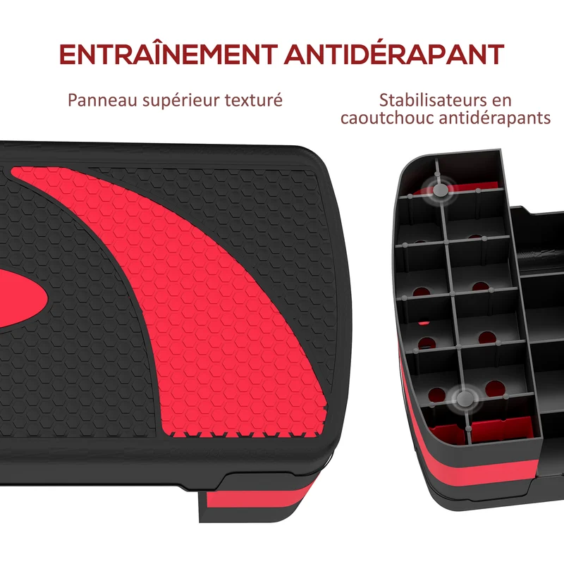 Plateforme d'aérobic compact 80 x 31 x 20 cm hauteur réglable 3 niveaux surface antidérapante maison moderne en PP noir 21_0006681