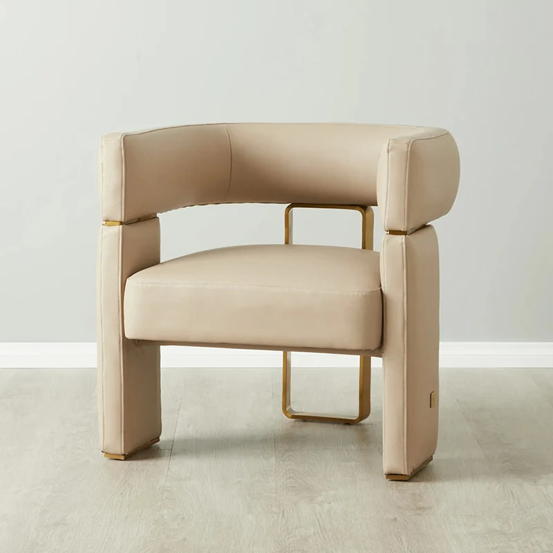 Contemporary Scandinavian Velvet Metal Plywood Curved Rectangular Accent Chair With Armrests Backrest For Living Room