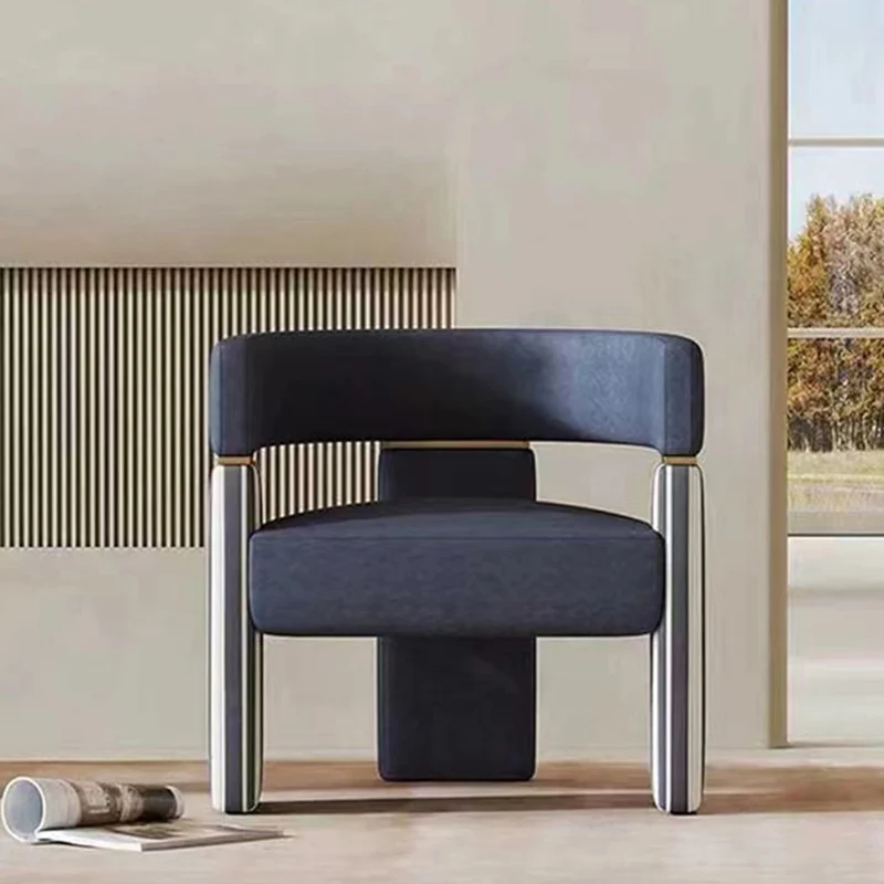 Contemporary Scandinavian Velvet Metal Plywood Curved Rectangular Accent Chair With Armrests Backrest For Living Room