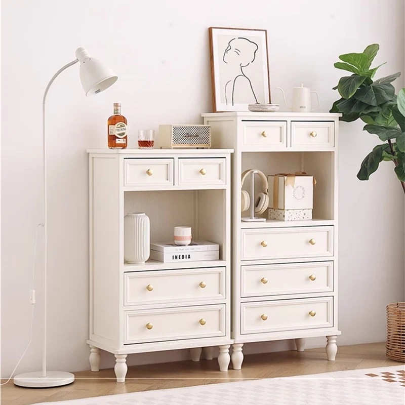 Traditional French Paulownia Wood Plywood Rectangular Storage Cabinet 4/5/6 Drawers For Living Room