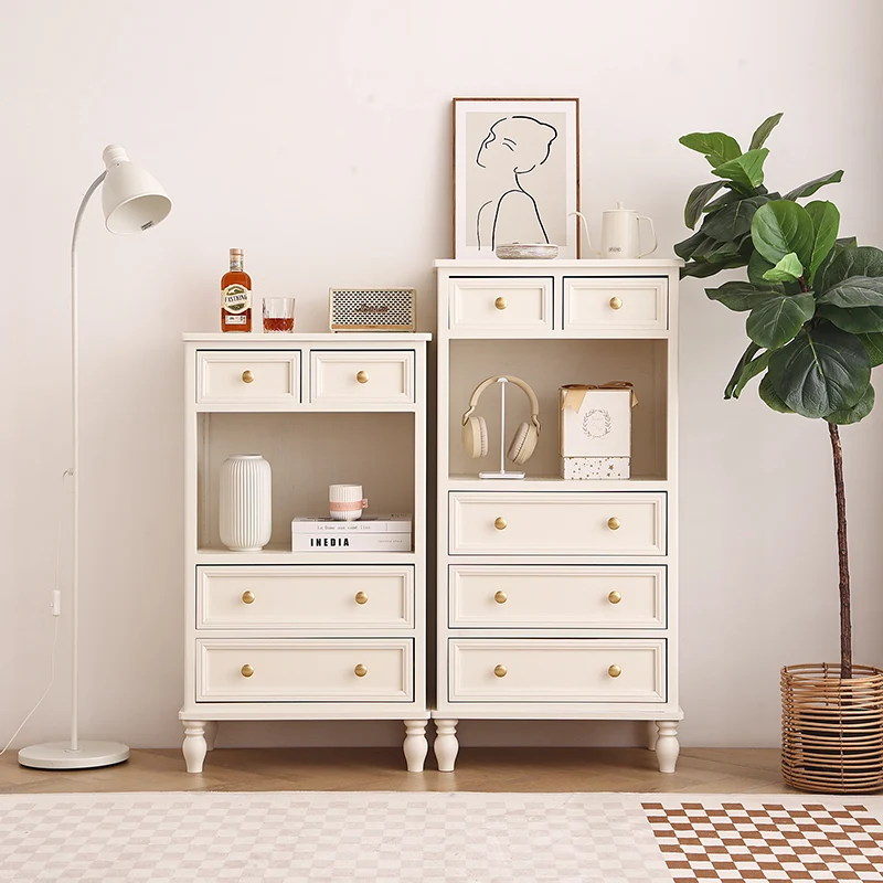 Traditional French Paulownia Wood Plywood Rectangular Storage Cabinet 4/5/6 Drawers For Living Room