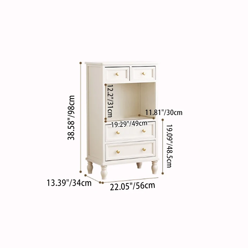 Traditional French Paulownia Wood Plywood Rectangular Storage Cabinet 4/5/6 Drawers For Living Room