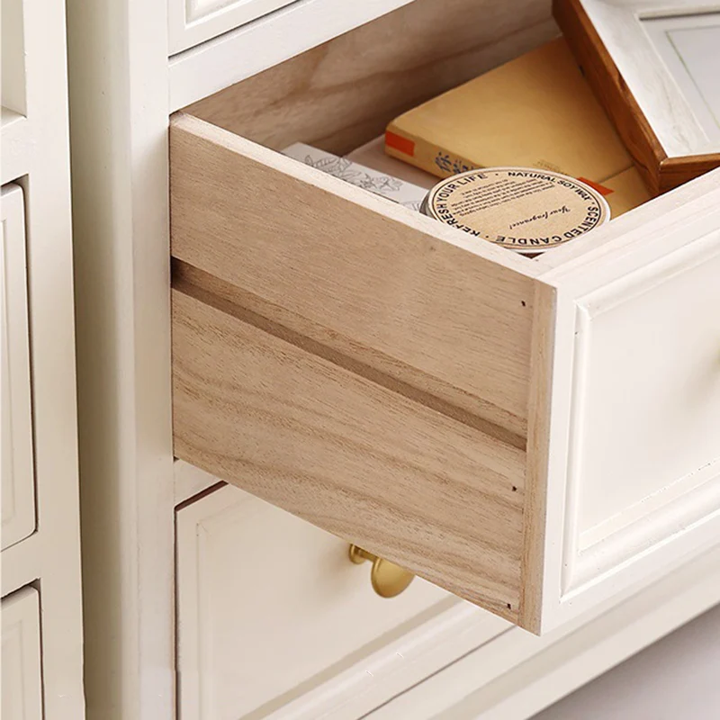 Traditional French Paulownia Wood Plywood Rectangular Storage Cabinet 4/5/6 Drawers For Living Room
