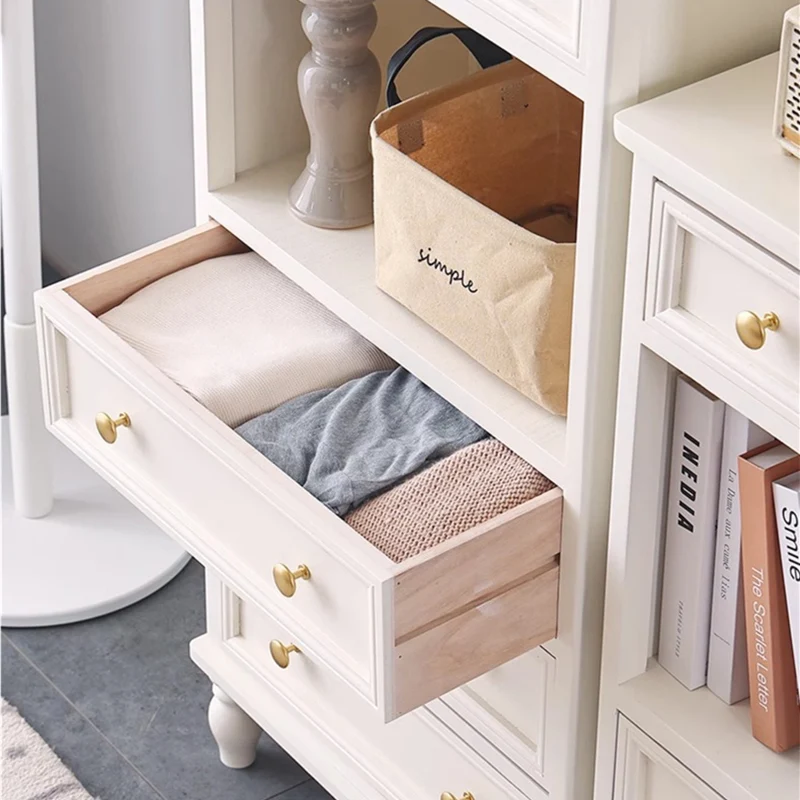 Traditional French Paulownia Wood Plywood Rectangular Storage Cabinet 4/5/6 Drawers For Living Room