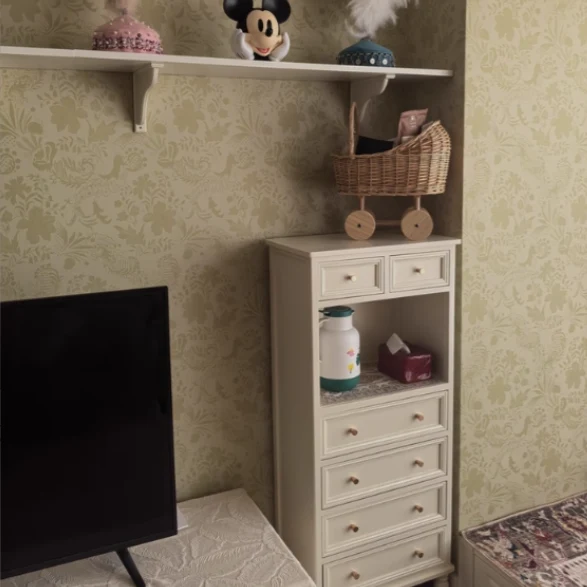 Traditional French Paulownia Wood Plywood Rectangular Storage Cabinet 4/5/6 Drawers For Living Room