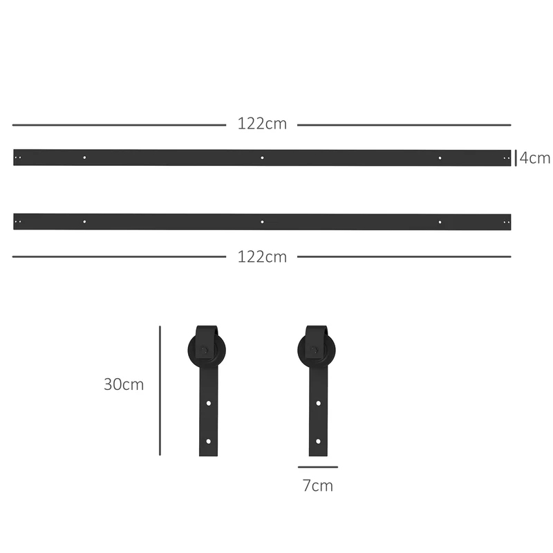 Kit quincaillerie porte coulissante sans perçage 244 x 0,5 x 4 cm glissement silencieux moderne en acier au carbone noir 21_0007147