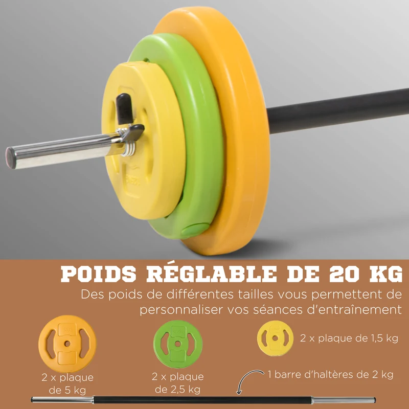 Ensemble d'haltères et barre musculation 130 x 28 x 28 cm réglable poignée antidérapante moderne compact en métal orange 21_0006812
