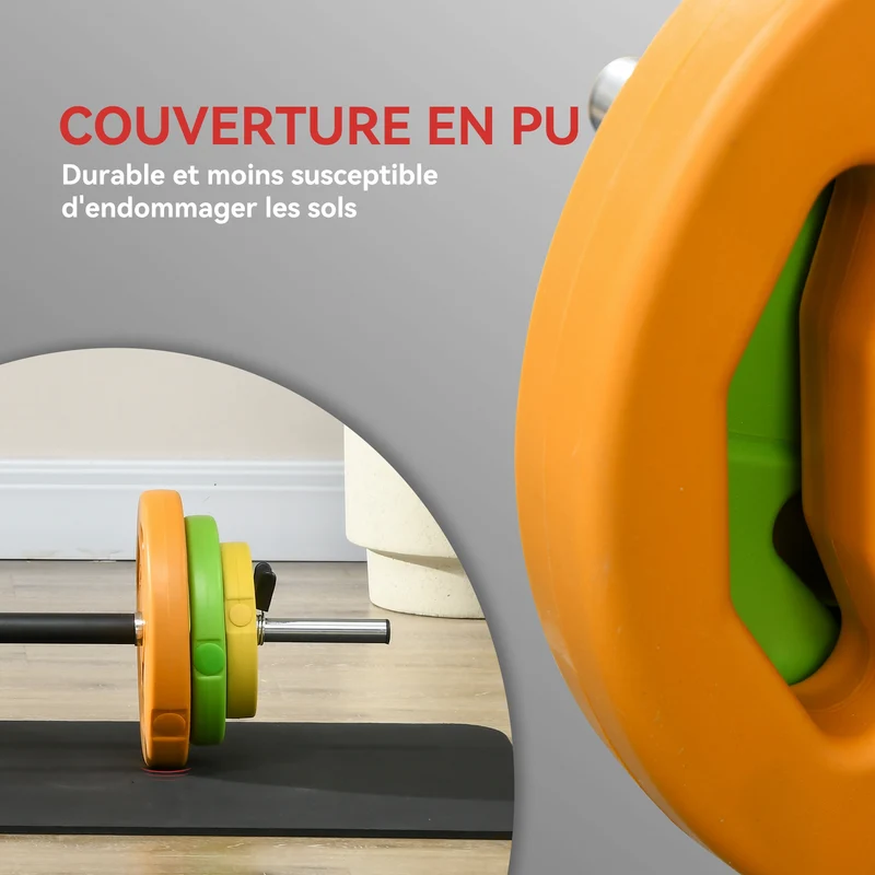 Ensemble d'haltères et barre musculation 130 x 28 x 28 cm réglable poignée antidérapante moderne compact en métal orange 21_0006812