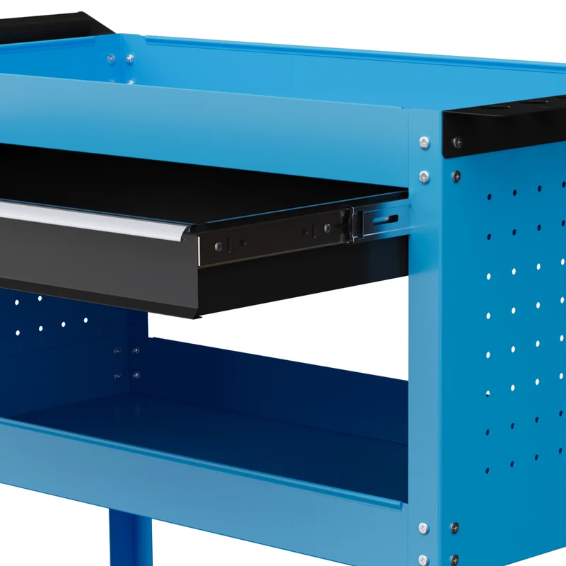 Chariot d'atelier servante 82 x 35 x 76 cm rangement organisé mobilité roues avec frein industriel garage en acier bleu 21_0006973