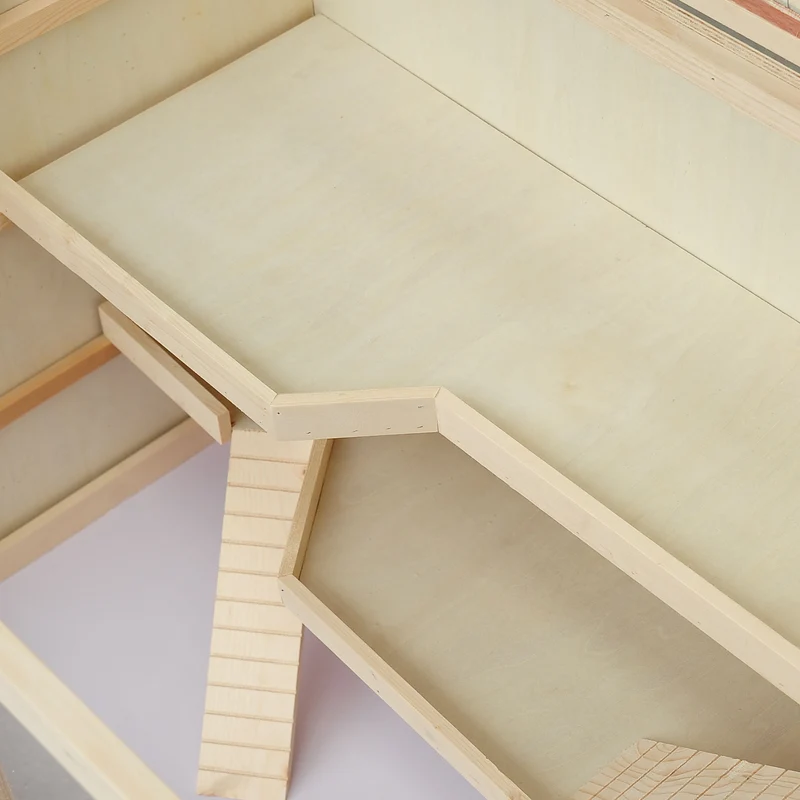 Cage pour hamster nain 2 niveaux 115 x 57 x 55 cm porte verrouillable plateau amovible scandinave en sapin bois naturel 21_0007604