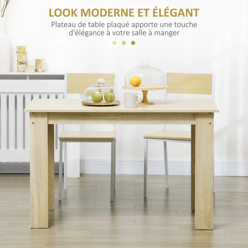 Table à manger rectangulaire cuisine 120 x 69 x 75 cm 4 personnes robuste design épuré en panneau de particules chêne 21_0002338